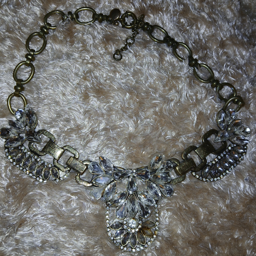 Medieval Cosplay Rhinestone Book Chain Bib Necklace